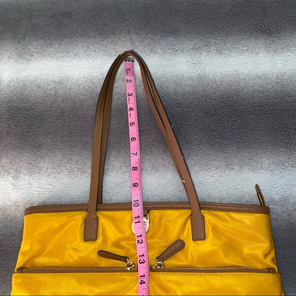 Michael Kors Kempton Golden Yellow Pocket Nylon Leather Trim Bag - Picture 14 of 14